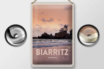 Plaque tôle voyage 20x30cm Biarritz France coucher de soleil 2