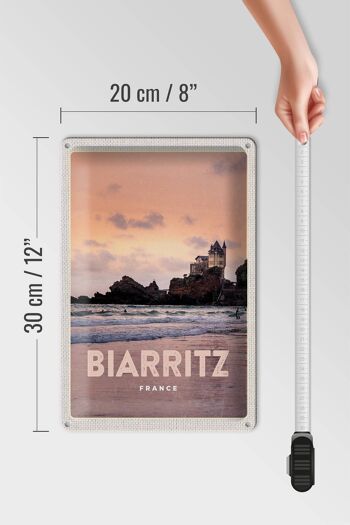 Plaque tôle voyage 20x30cm Biarritz France coucher de soleil 4