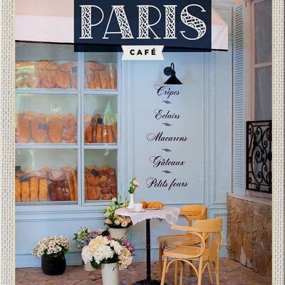 Plaque en tôle de voyage 20x30cm, Paris café crêpes éclairs macarons