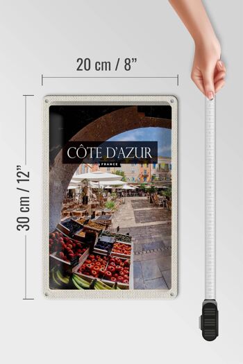 Panneau en étain voyage 20x30cm, côte d'azur, France, marché aux fruits, café 4