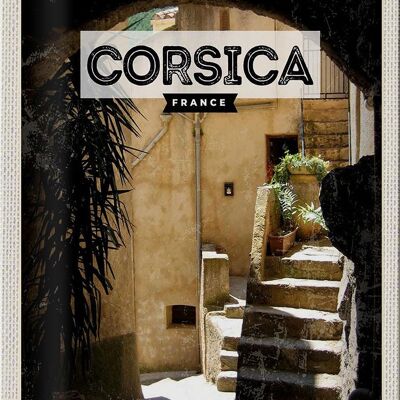 Targa in metallo da viaggio 20x30 cm Corsica Francia architettura luogo di vacanza