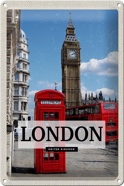 Blechschild Reise 20x30cm London Telephone Retro