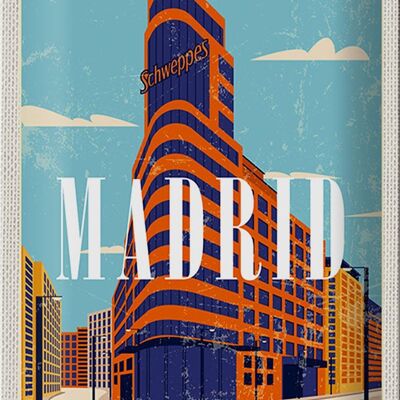 Blechschild Reise 20x30cm Madrid Spain Schweppes Reiseziel