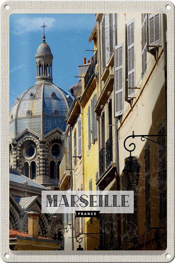 Signe en étain voyage 20x30cm Marseille France rétro vieille ville 1