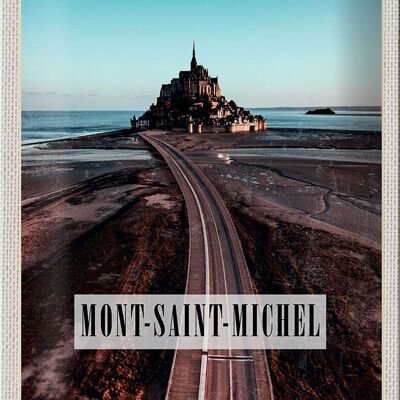 Targa in metallo da viaggio 20x30 cm Mont-Saint-Michel Destinazione di viaggio in Francia