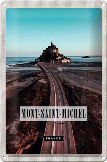 Plaque en tôle voyage 20x30cm Mont-Saint-Michel France destination de voyage 1