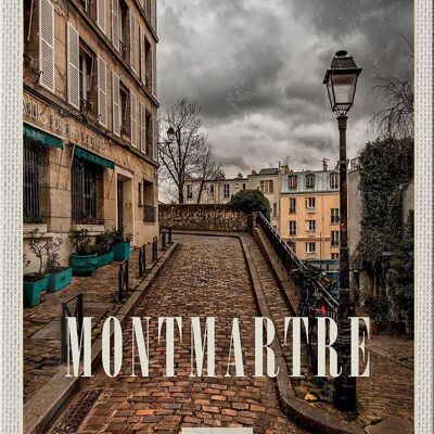 Targa in metallo da viaggio 20x30 cm Destinazione di viaggio della città vecchia di Montmartre