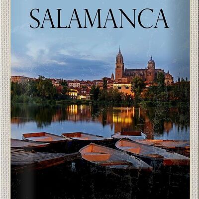 Targa in metallo da viaggio 20x30 cm Salamanca Spagna Retro