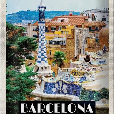 Blechschild Reise 20x30cm Barcelona Spain Spanien Panorama