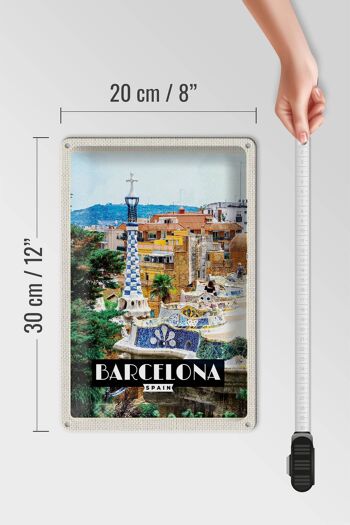 Plaque en tôle voyage 20x30cm Barcelone Espagne Panorama 4