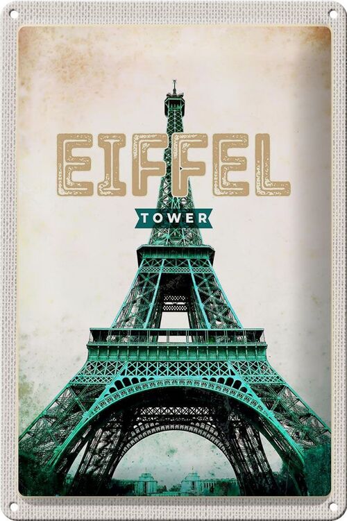 Blechschild Reise 20x30cm Eiffel Tower Retro Tourismus