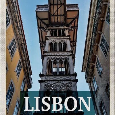 Panneau en étain voyage 20x30cm, Lisbonne, Portugal, tourisme rétro