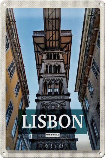 Panneau en étain voyage 20x30cm, Lisbonne, Portugal, tourisme rétro 1