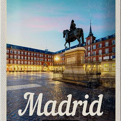 Blechschild Reise 20x30cm Madrid Spain Stadt Sonnenuntergang