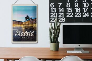 Panneau en étain voyage 20x30cm, Madrid, espagne, ville, coucher de soleil 3
