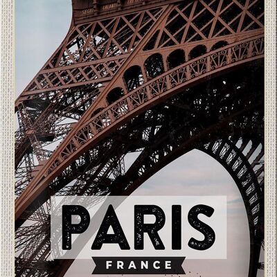 Cartel de chapa de viaje, 20x30cm, París, Francia, destino de viaje, Torre Eiffel