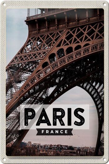 Panneau de voyage en étain, 20x30cm, Paris, France, Destination de voyage, tour Eiffel 1