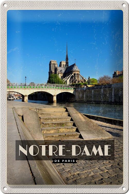 Blechschild Reise 20x30cm Notre - Dame Paris Tourismus