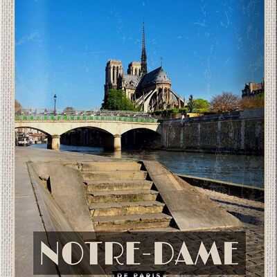 Cartel de chapa Viaje 20x30cm Notre - Dame Turismo de París