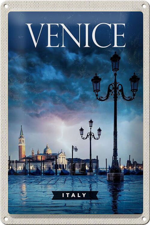 Blechschild Reise 20x30cm Venice Italy Poster Blitz Gewitter