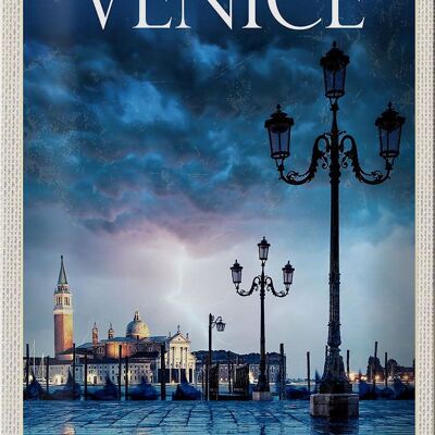 Targa in metallo da viaggio 20x30 cm Venezia Italia Poster Fulmine Temporale