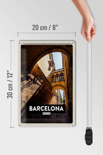 Signe en étain voyage 20x30cm, barcelone espagne, Architecture rétro 4