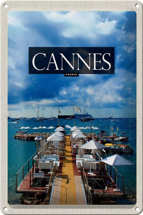 Blechschild Reise 20x30cm Cannes France Urlaub Retro