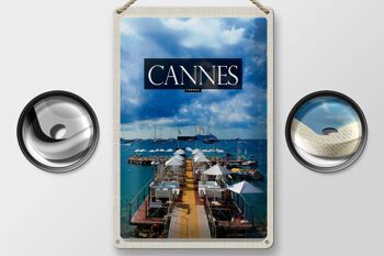 Signe en étain voyage 20x30cm Cannes France vacances rétro 2