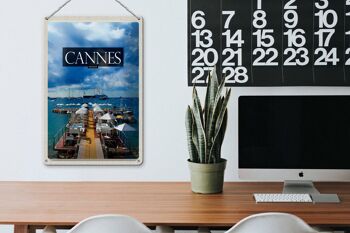 Signe en étain voyage 20x30cm Cannes France vacances rétro 3