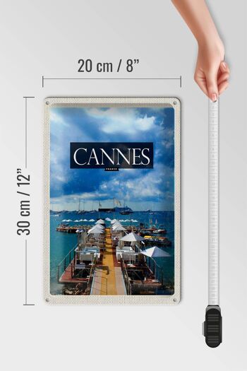 Signe en étain voyage 20x30cm Cannes France vacances rétro 4