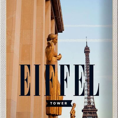 Cartel de chapa viaje 20x30cm Esculturas de la Torre Eiffel