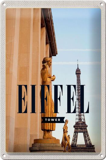 Plaque en tôle voyage 20x30cm sculptures Tour Eiffel 1