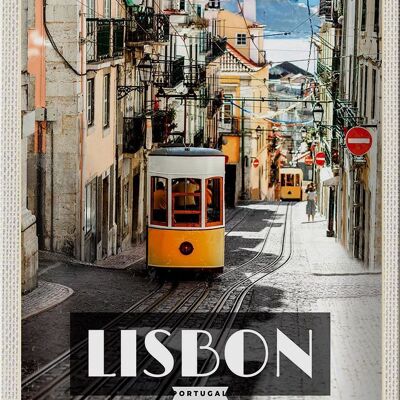 Cartel de chapa viaje 20x30cm Lisboa Portugal tranvía