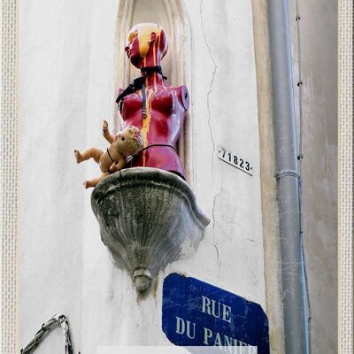 Targa in metallo da viaggio 20x30 cm Marsiglia Francia rue du panier