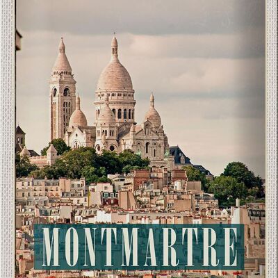 Affiche panoramique de voyage en signe d'étain, 20x30cm, Montamartre, Paris