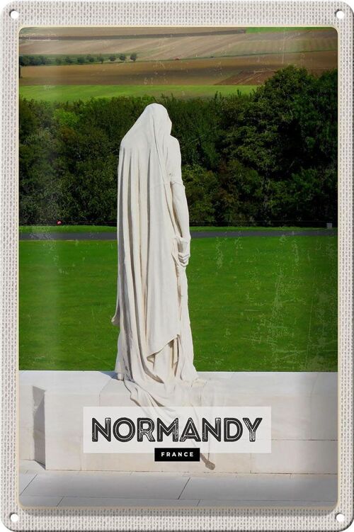 Blechschild Reise 20x30cm Normandy France Skulptur