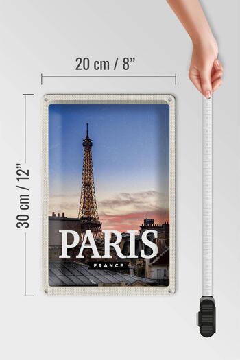 Plaque en tôle voyage 20x30cm Paris France coucher de soleil 4