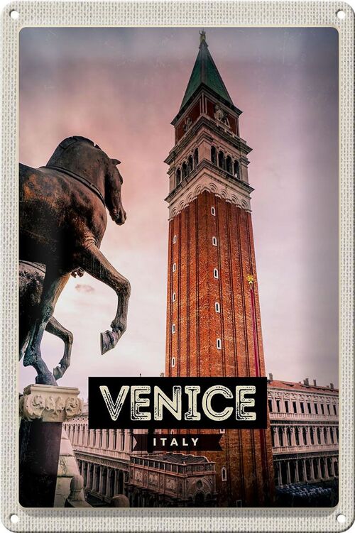 Blechschild Reise 20x30cm Venice Italy Italien Pferd