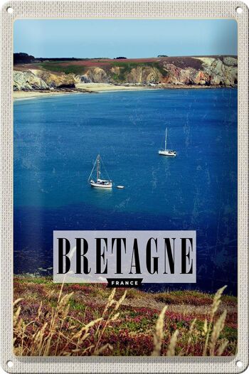 Affiche de voyage en étain, signe de voyage, 20x30cm, Bretagne, France, vacances 1