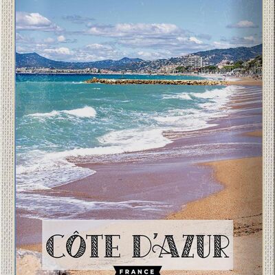 Cartel de chapa viaje 20x30cm Costa Azul Francia destino de viaje