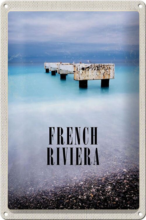 Blechschild Reise 20x30cm French Riviera Urlaub Poster Retro
