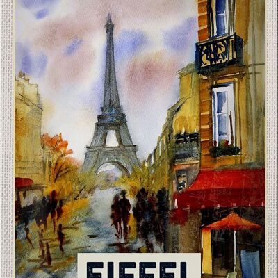 Cartel de chapa de viaje 20x30cm Torre Eiffel imagen artística pintoresca