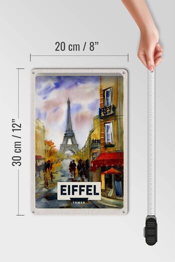 Panneau en étain voyage 20x30cm, tour Eiffel, image pittoresque, art 4