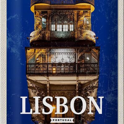 Tin sign travel 20x30cm Lisbon Portugal architecture retro