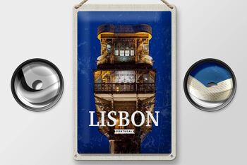 Signe en étain voyage 20x30cm, Lisbonne, Portugal, Architecture rétro 2