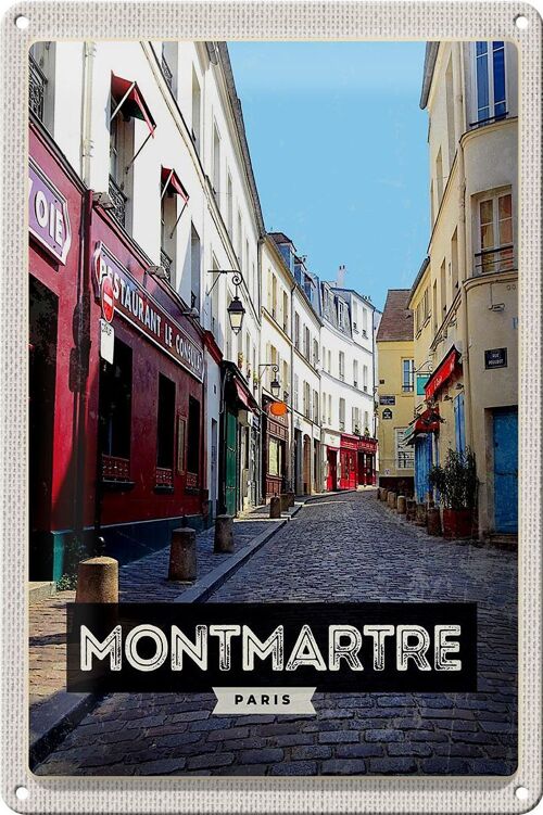 Blechschild Reise 20x30cm Montmartre Paris Altstadt Reiseziel Schild