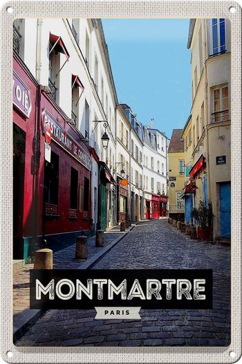 Panneau de voyage en étain, 20x30cm, Montmartre, Paris, vieille ville, Destination de voyage 1