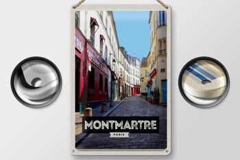 Panneau de voyage en étain, 20x30cm, Montmartre, Paris, vieille ville, Destination de voyage 2