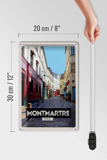 Panneau de voyage en étain, 20x30cm, Montmartre, Paris, vieille ville, Destination de voyage 4
