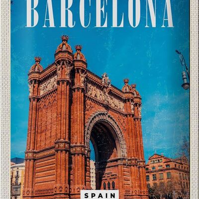 Blechschild Reise 20x30cm Barcelona Spain Architektur Retro